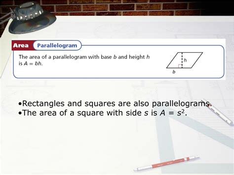 Ppt Area Of Parallelograms Triangles Trapezoids And Circles