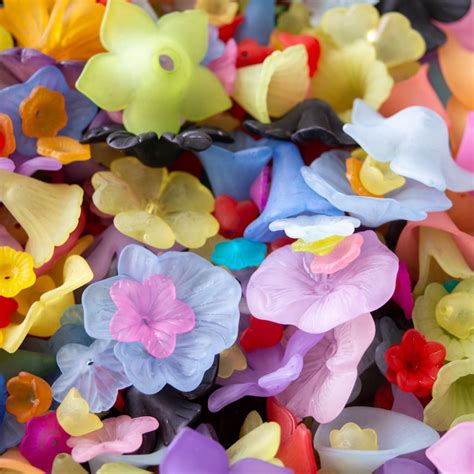 Assorted Frosted Flower Beads In Mixes Shapes Sizes And Color Etsy
