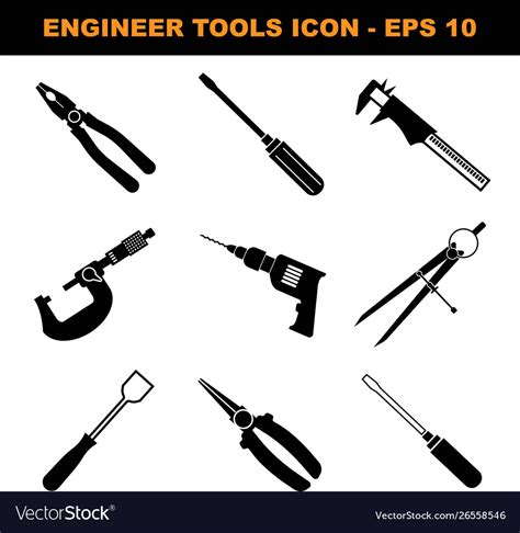 Engineering Tools Icon Set Collection Royalty Free Vector