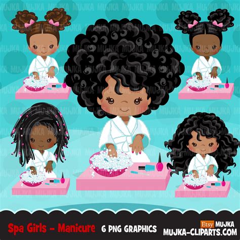 Spa Clipart Manicure Black Girl Bath Spa Birthday Party Graphics Na