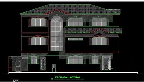 Autocad 2d Dwg File Having The Exterior Design Section And Elevation