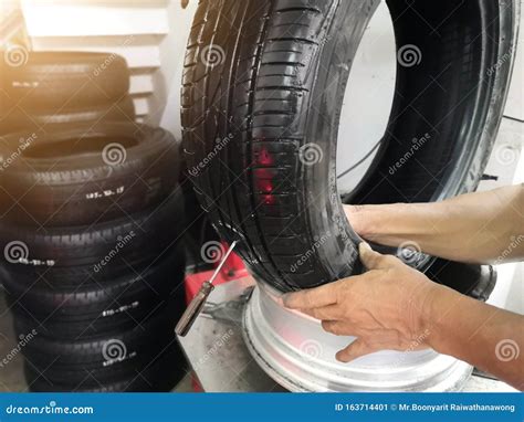 Tire Patch Car Service Tyre Repair Mechanic Repair Of Tire Stock