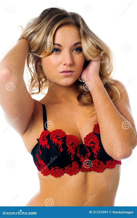 Sensual Alluring Model In Lingerie Stock Image Image Of Flowery