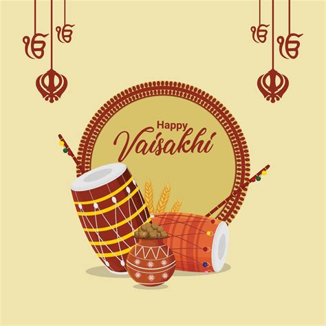 Flat Vector Illustration Of Happy Vaisakhi Background 2155580 Vector