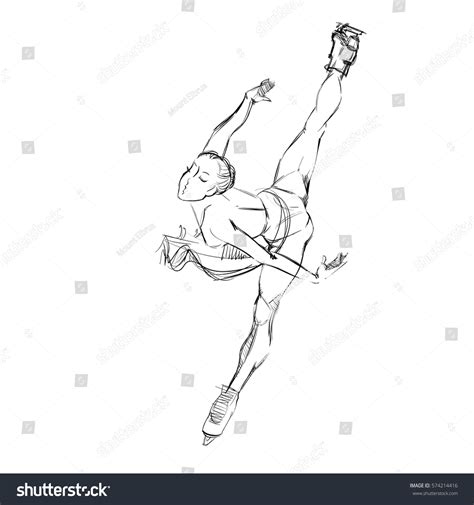 Free Hand Draw Of A Young Figure Skater Girl Freehand Drawing Of A Ice