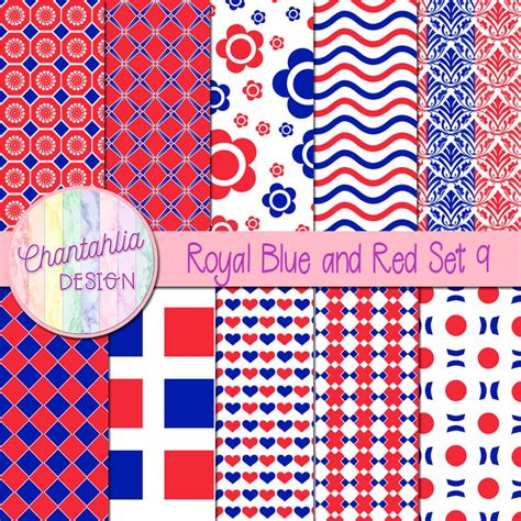 Free Royal Blue And Red Digital Papers With Patterned Designs