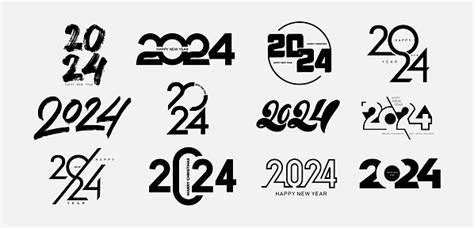 2024 Happy New Year Logo Text Design Set Of 2024 Number Design Template