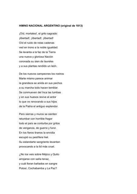 Himno Nacional Argentino Letra Actual Himno Nacional