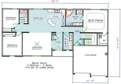 The Floor Plan For A Two Bedroom House With An Attached Garage And