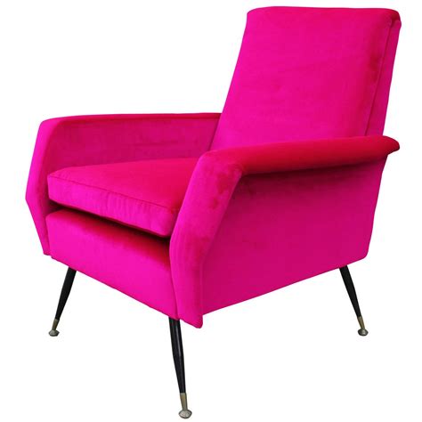 Incredible Bold Pink Velvet Italian Lounge Chair At 1stdibs