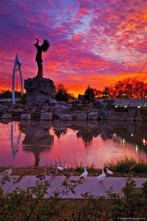 Sunset At The Keeper Of The Plains Wichita Ks Photo Mickey Shannon