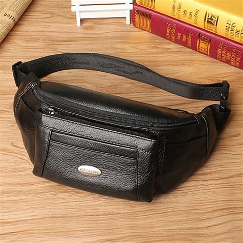 100 Genuine Leather Cowhide Waist Pack Bag For Men Hip Bum Loop Belt Purse Pouch Male Casual