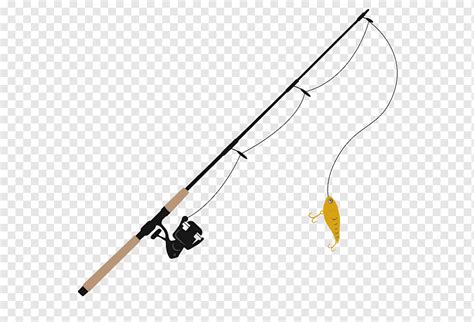Black And Brown Fishing Rod With Reel Illustration Fishing Rods