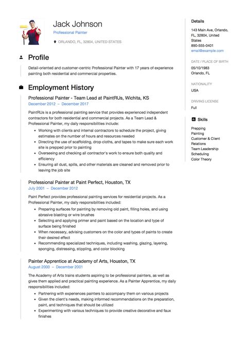 Consulting a resume example give you the advantage to get into the job market faster. Guide: Commercial Painter Resume Examples +12 Samples ...