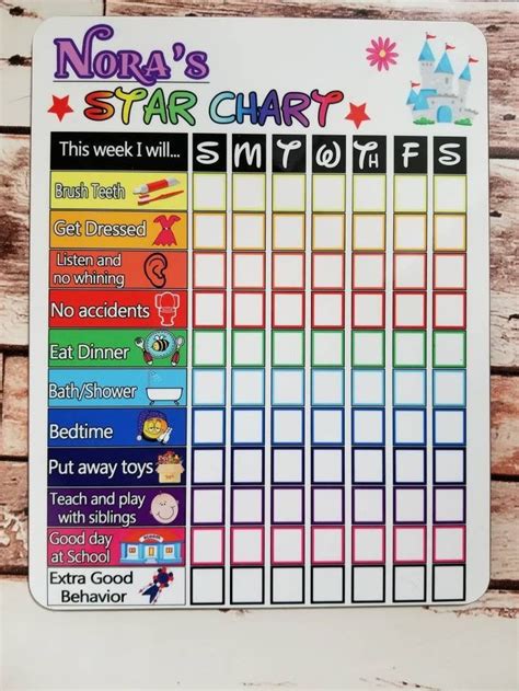 Star Chart Dry Erase Board 8x10kids Chartchore Chartreward Chart