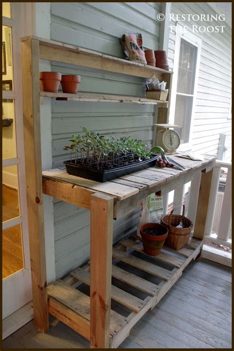 Restoring The Roost Diy Wood Pallet Potting Bench Potting Benches