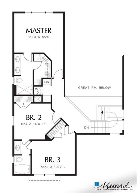 Upper Floor Plan Of Mascord Plan 21125 The Barnsley Open Staircase