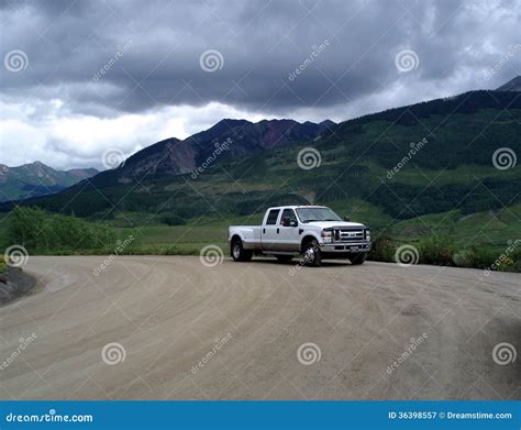 Parked Truck In Mountains Stock Image Image Of Beautiful 36398557