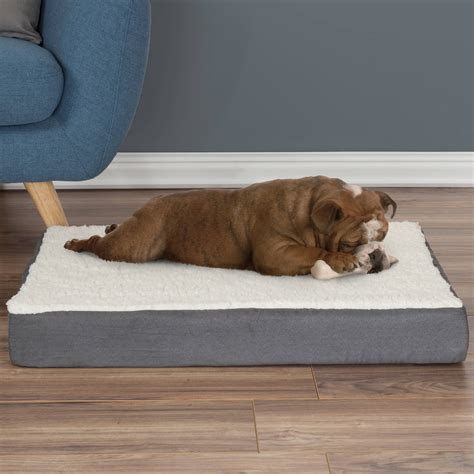 Orthopedic Sherpa Top Dog Pet Bed With Memory Foam And Removable Cover