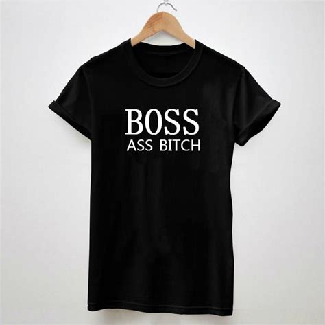 Boss Ass Bitch Letters Print Tshirt For Women Men Cotton Casual Hipster