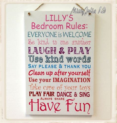 Personalised Children Bedroom Rules Wooden Plaque Boy Girl