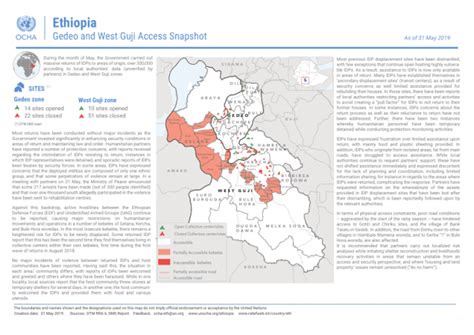 Ethiopia Gedeo And West Guji Displacement And Access Snapshot As Of