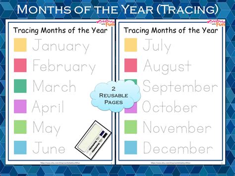 Months Of The Year Tracing Months Printable Worksheet | Etsy
