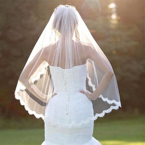 Zyllgf Hot Sale Bridal Veil Wedding Lace Edge Short Wedding Veil White