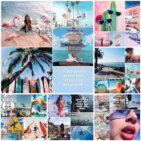 Cali Summer Vibes Aesthetic Wall Collage 45 Pcs Digital Etsy