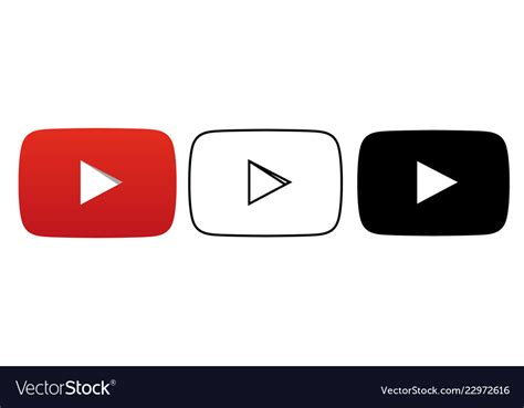 Social Media Icon Set For Youtube In Different Vector Image