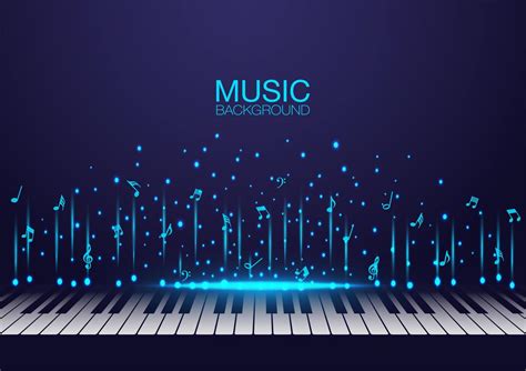 Piano Keys With Glowing Flying Music Notes 1270447 Vector Art At Vecteezy