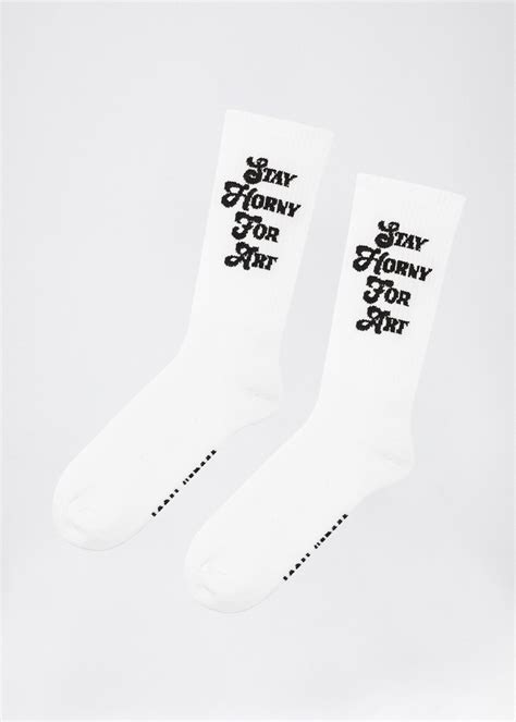 Stay Horny White Socks