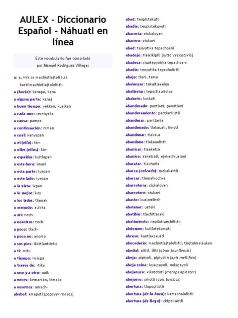 Diccionario Traductor Español Nahuatl Pdf Naturaleza