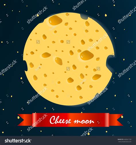 Cheese Moon Red Ribbon Vector Stock Vector Royalty Free 668561728