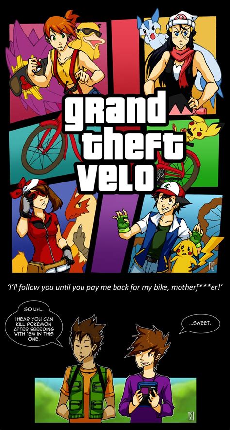 Pokemon Grand Theft Velo Pokemon Comic Book Cover Cartoon Drawings