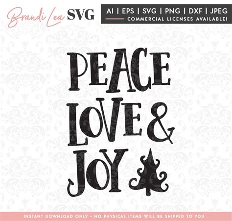 Peace Love Joy Svg Holiday Svg Christmas Svg Seasonal Svg Etsy