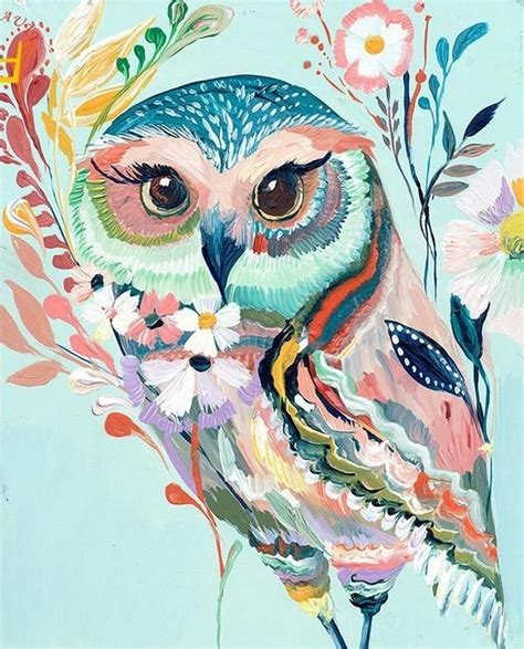 Abstract Female Owl Owl Painting Art Bird Art