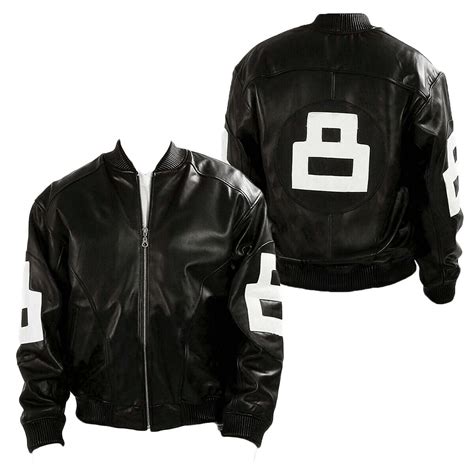 8 Ball Mens Bomber Black Leather Jacket Panther Jackets