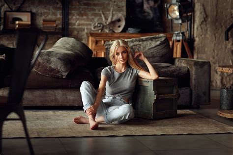 Dmitry Arhar Blonde Women Indoors Portrait Looking At Viewer Sitting