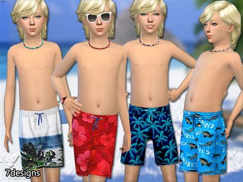 Pinkzombiecupcakes Boys Summer Shorts Kids Swimwear Sims 4 Cc Kids