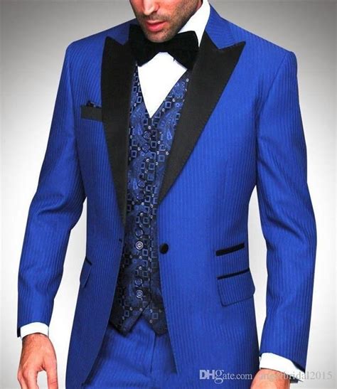 Royal Blue Groom Suits 2017 Tuxedos For Wedding Peak Lapel Groom Suits
