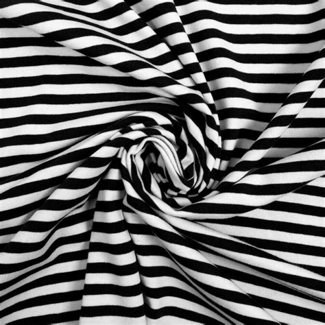 Black And White 14 Stripes On Cotton Lycra Knit Euro Knits
