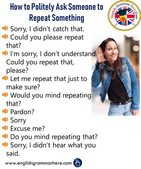 How To Politely Ask Someone To Repeat Something English Grammar Here