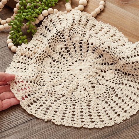 ecru round crocheted doily crochet and lace doilies home decor factory direct craft