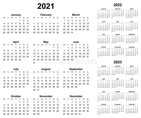 Calendari Vettori Semplici Modificabili Per Gli Anni 2021 2022 2023