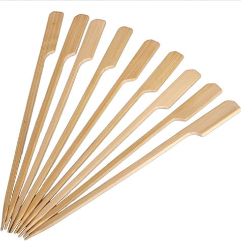 30pcs 20cm Bamboo Skewers Paddle Sticks For Bbq Grill Kebab Barbecue