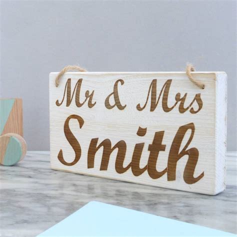 Personalised Mr And Mrs Hanging Wooden Sign By Edgeinspired