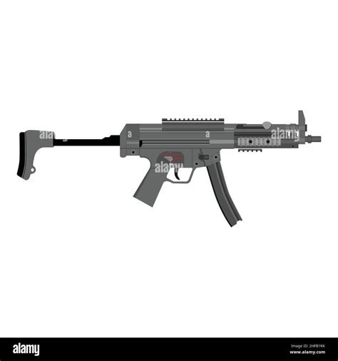 Vector Illustration Mp5 Submachine Gun Isolated On White Background