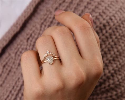 Unique Promise Rings Set For Her Simple And Dainty 14k Rose Etsy