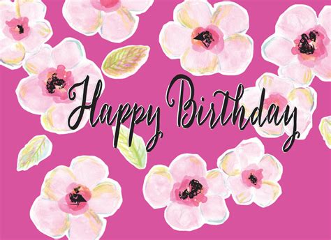 Bright Pink Floral Birthday Card